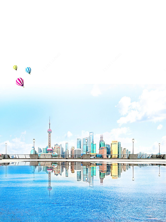 上海城市海报背景 蓝色海洋 背景 设计图片 免费下载 页面网页 平面电商 创意素材